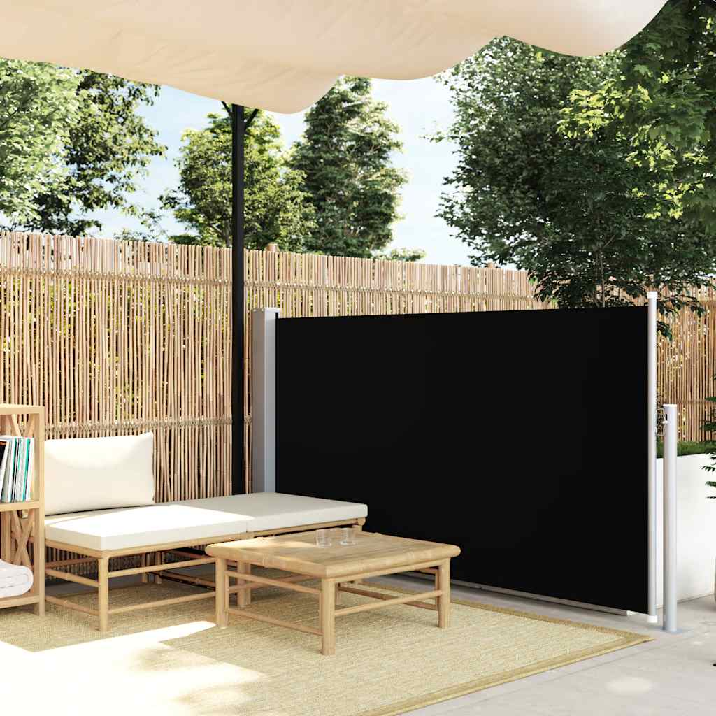 Tuinscherm uittrekbaar 100x500 cm zwart is nu te koop bij PeponiXL, paradijselijk wonen!