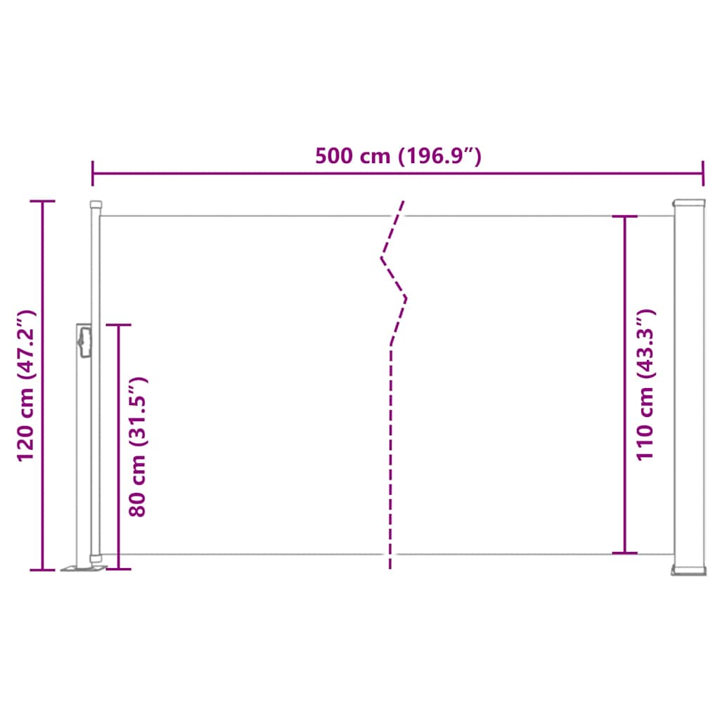 Tuinscherm uittrekbaar 120x500 cm grijs is nu te koop bij PeponiXL, paradijselijk wonen!