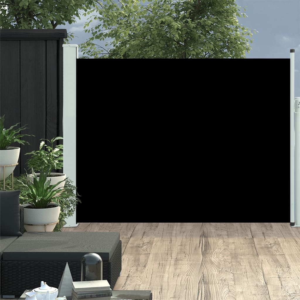 Tuinscherm uittrekbaar 140x500 cm zwart is nu te koop bij PeponiXL, paradijselijk wonen!