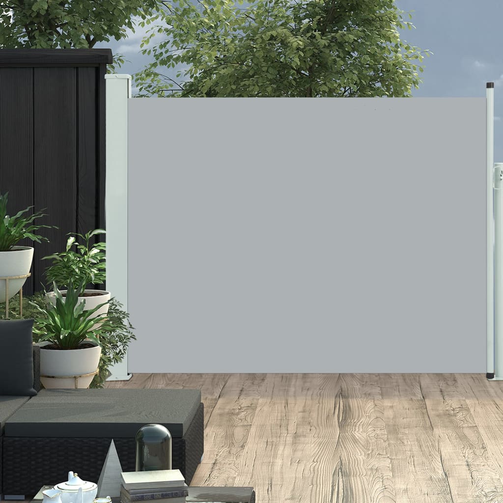 Tuinscherm uittrekbaar 140x500 cm grijs is nu te koop bij PeponiXL, paradijselijk wonen!