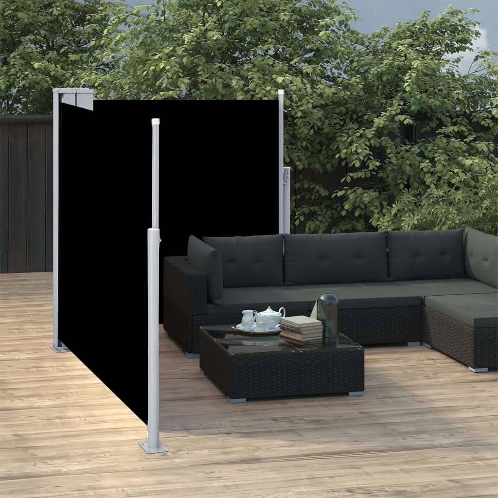 Windscherm uittrekbaar 120x600 cm zwart is nu te koop bij PeponiXL, paradijselijk wonen!