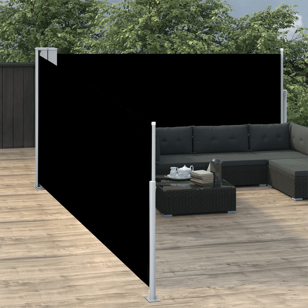 Windscherm uittrekbaar 120x1000 cm zwart is nu te koop bij PeponiXL, paradijselijk wonen!