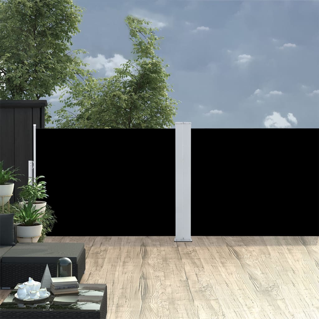 Windscherm uittrekbaar 120x1000 cm zwart is nu te koop bij PeponiXL, paradijselijk wonen!