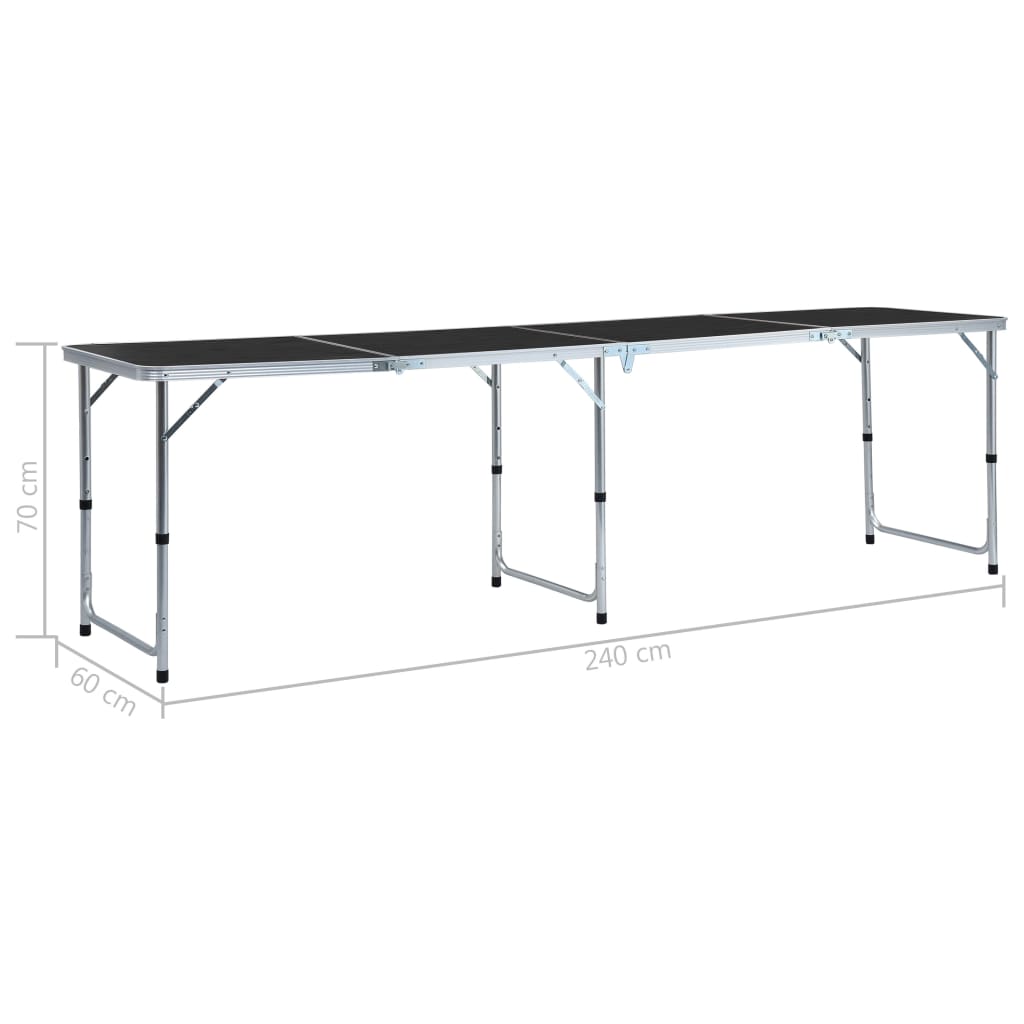 Campingtafel inklapbaar 240x60 cm aluminium grijs is nu te koop bij PeponiXL, paradijselijk wonen!