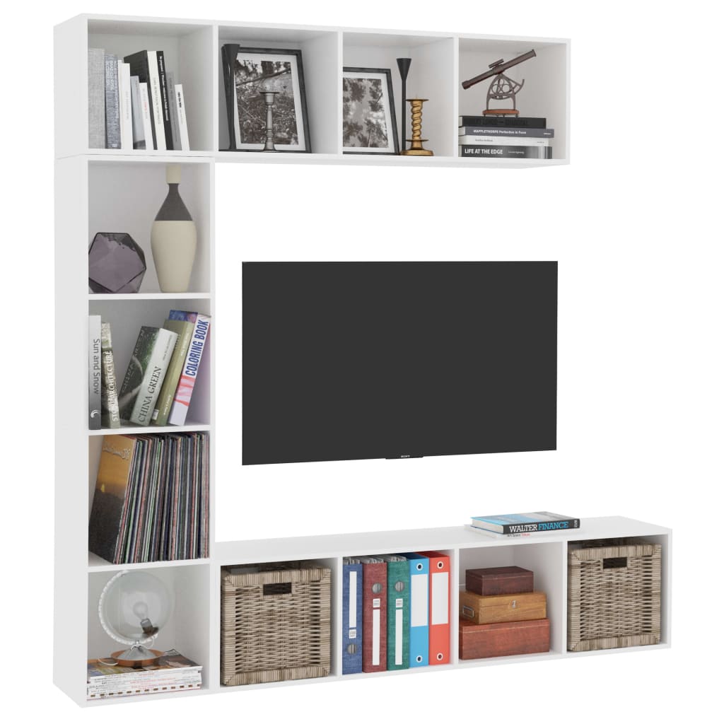 3-delige Boekenkast-/tv-meubelset 180x30x180 cm wit is nu te koop bij PeponiXL, paradijselijk wonen!