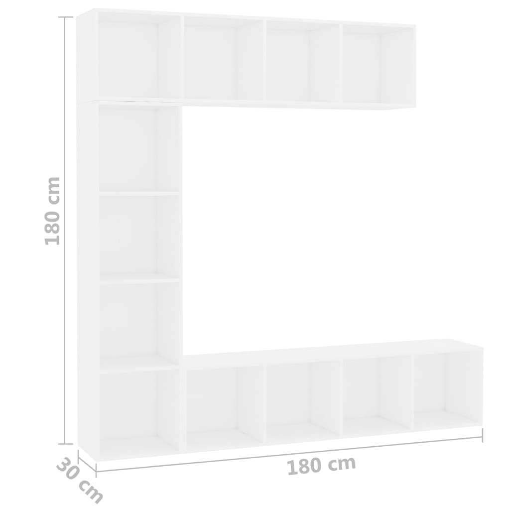 3-delige Boekenkast-/tv-meubelset 180x30x180 cm wit is nu te koop bij PeponiXL, paradijselijk wonen!