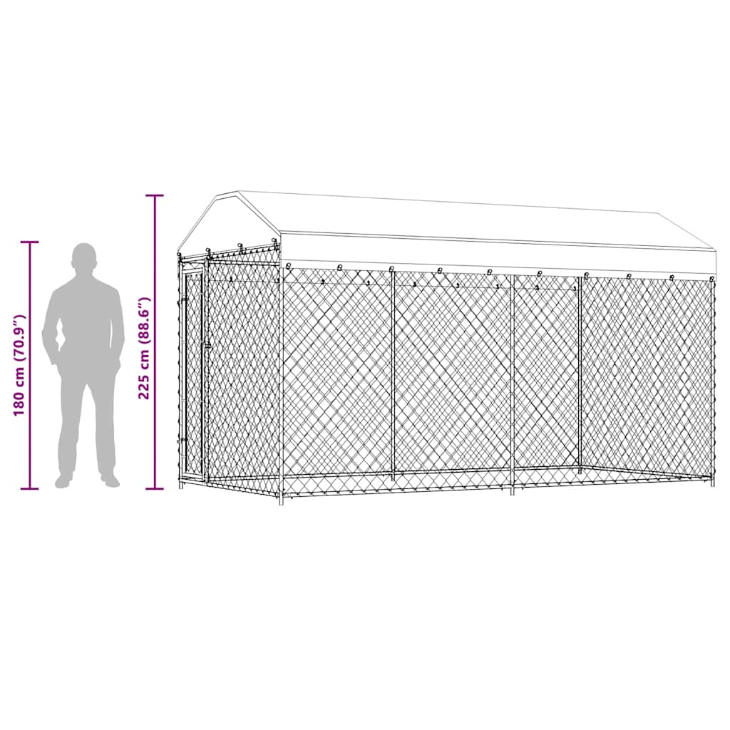Hondenkennel voor buiten met dak 382x192x225 m is nu te koop bij PeponiXL, paradijselijk wonen!