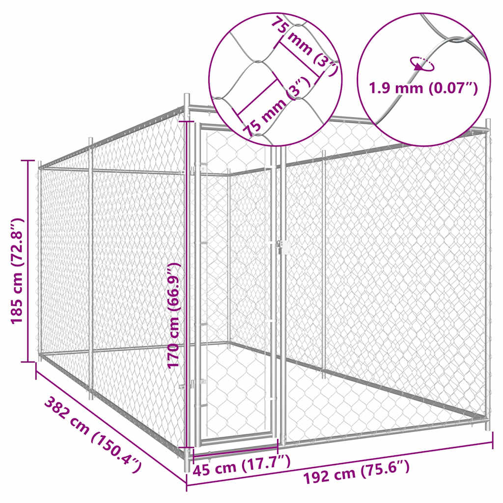Hondenkennel voor buiten 382x192x185 cm is nu te koop bij PeponiXL, paradijselijk wonen!