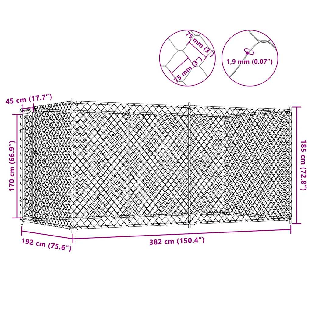 Hondenkennel voor buiten 382x192x185 cm is nu te koop bij PeponiXL, paradijselijk wonen!