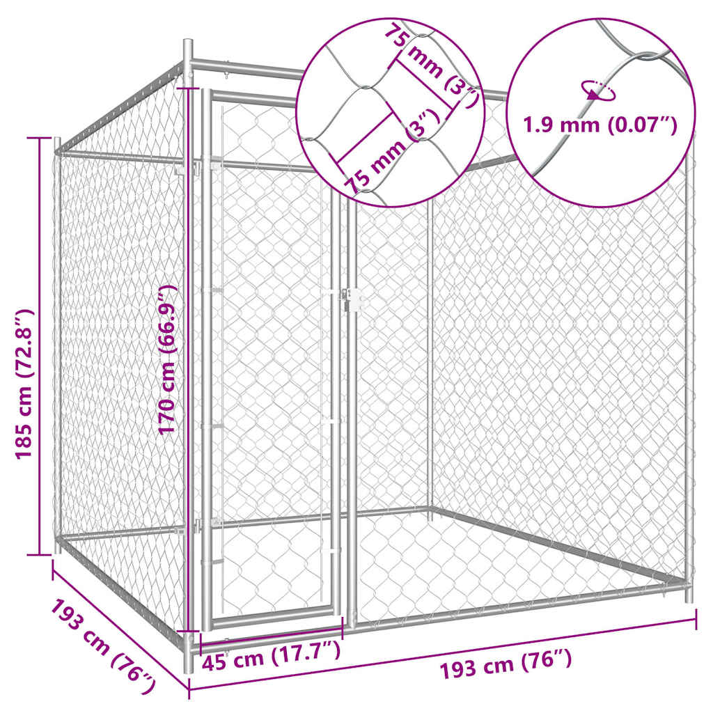 Hondenkennel voor buiten 193x193x185 cm is nu te koop bij PeponiXL, paradijselijk wonen!