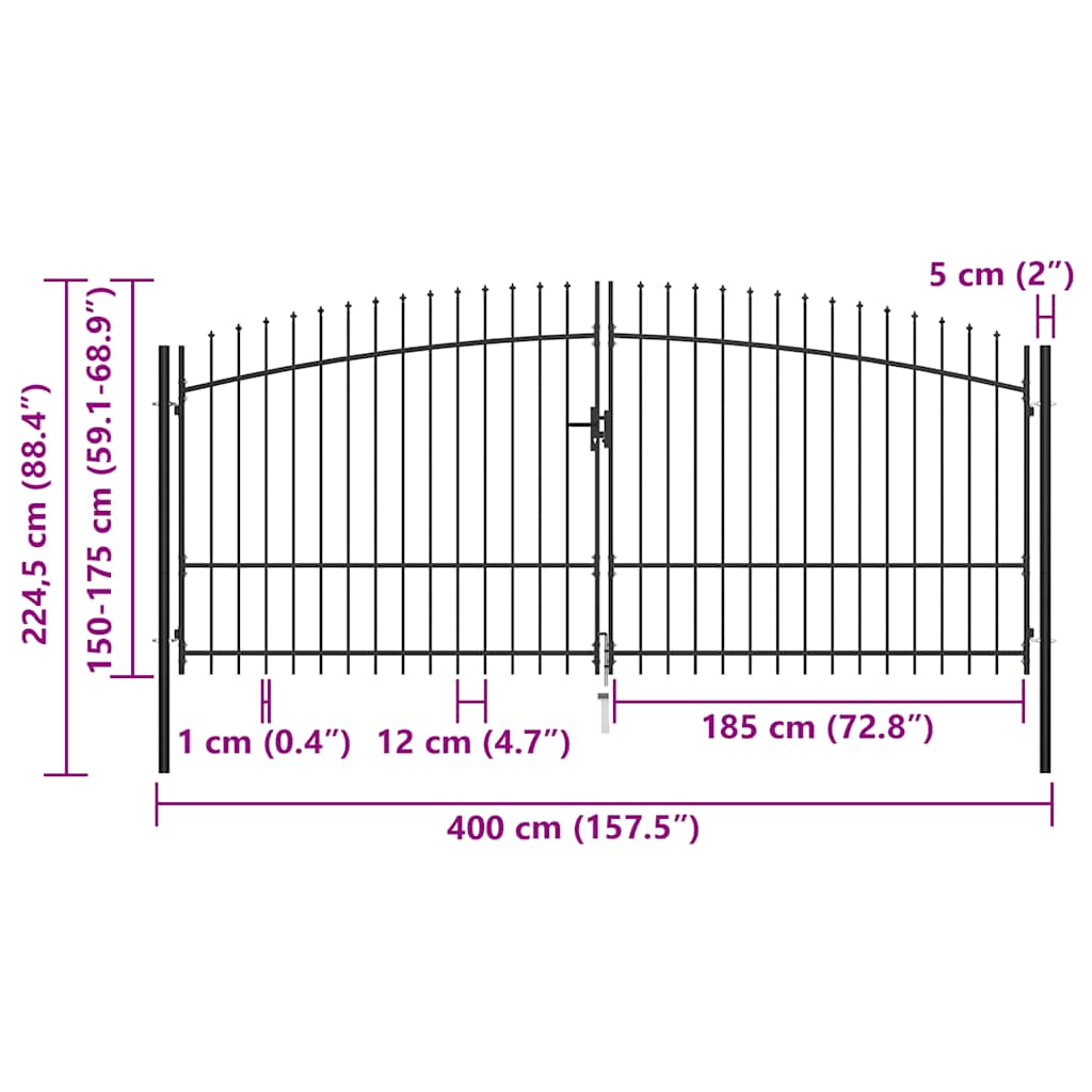 Dubbele deur hekpoort Woerden met speerpunt 400x224,5 cm is nu te koop bij PeponiXL, paradijselijk wonen!
