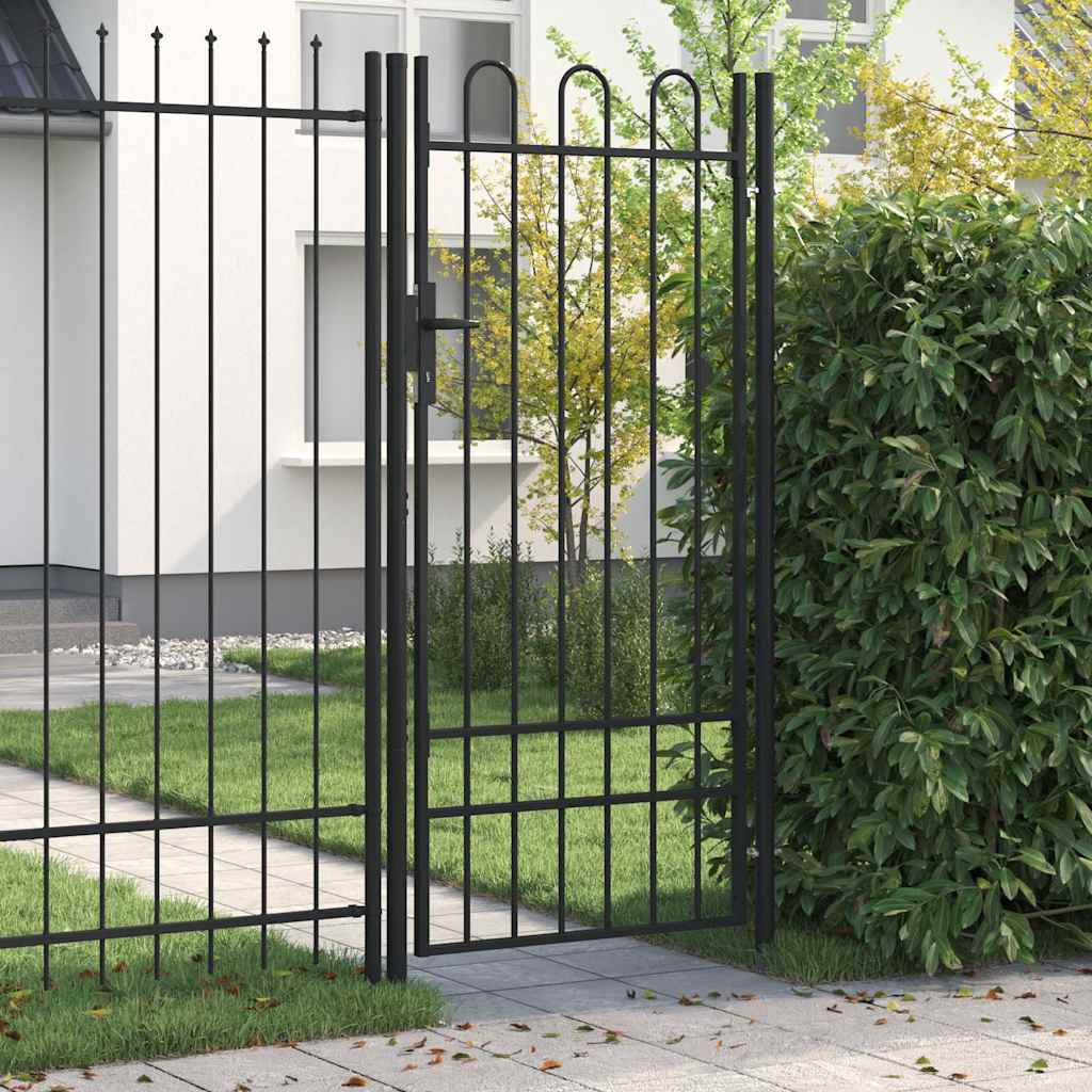 Hekpoort BOXTEL enkele deur met gebogen bovenzijde staal 1x2 m zwart is nu te koop bij PeponiXL, paradijselijk wonen!