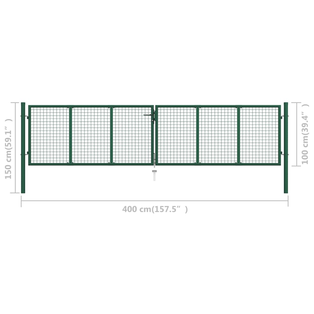 Tuinhek van gaas 400x100 cm staal groen is nu te koop bij PeponiXL, paradijselijk wonen!