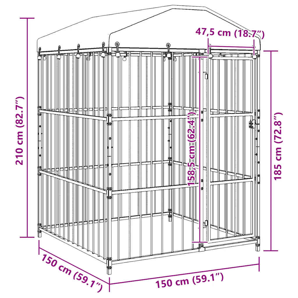 Hondenkennel voor buiten met dak 150x150x200 cm is nu te koop bij PeponiXL, paradijselijk wonen!