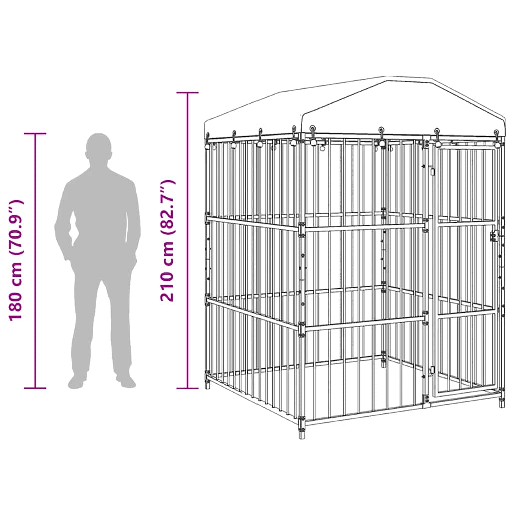 Hondenkennel voor buiten met dak 150x150x200 cm is nu te koop bij PeponiXL, paradijselijk wonen!