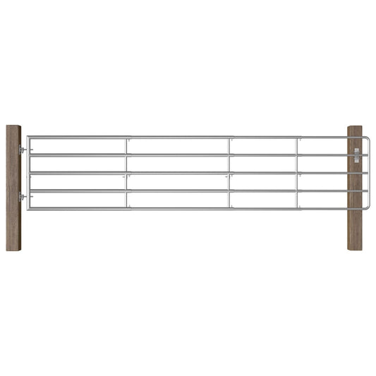 Poort met 5 stangen (150-400)x90 cm staal zilverkleurig is nu te koop bij PeponiXL, paradijselijk wonen!