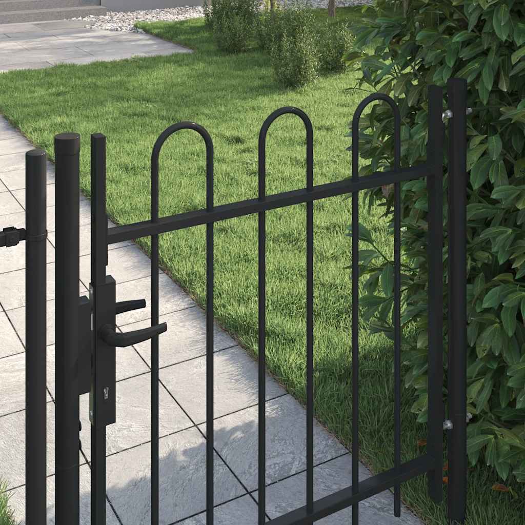 Hekpoort BOXTEL enkele deur met gebogen bovenzijde staal 1x1 m zwart is nu te koop bij PeponiXL, paradijselijk wonen!