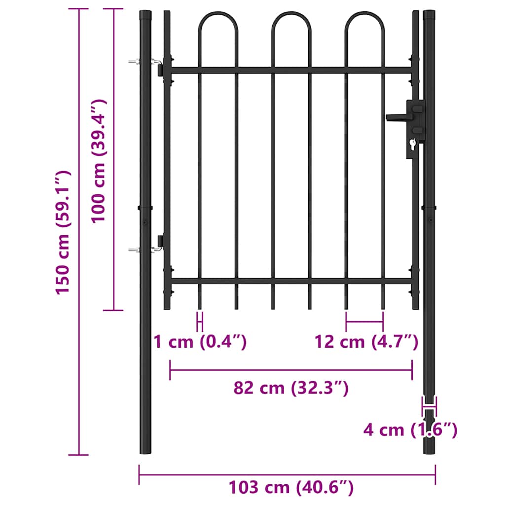 Hekpoort BOXTEL enkele deur met gebogen bovenzijde staal 1x1 m zwart is nu te koop bij PeponiXL, paradijselijk wonen!