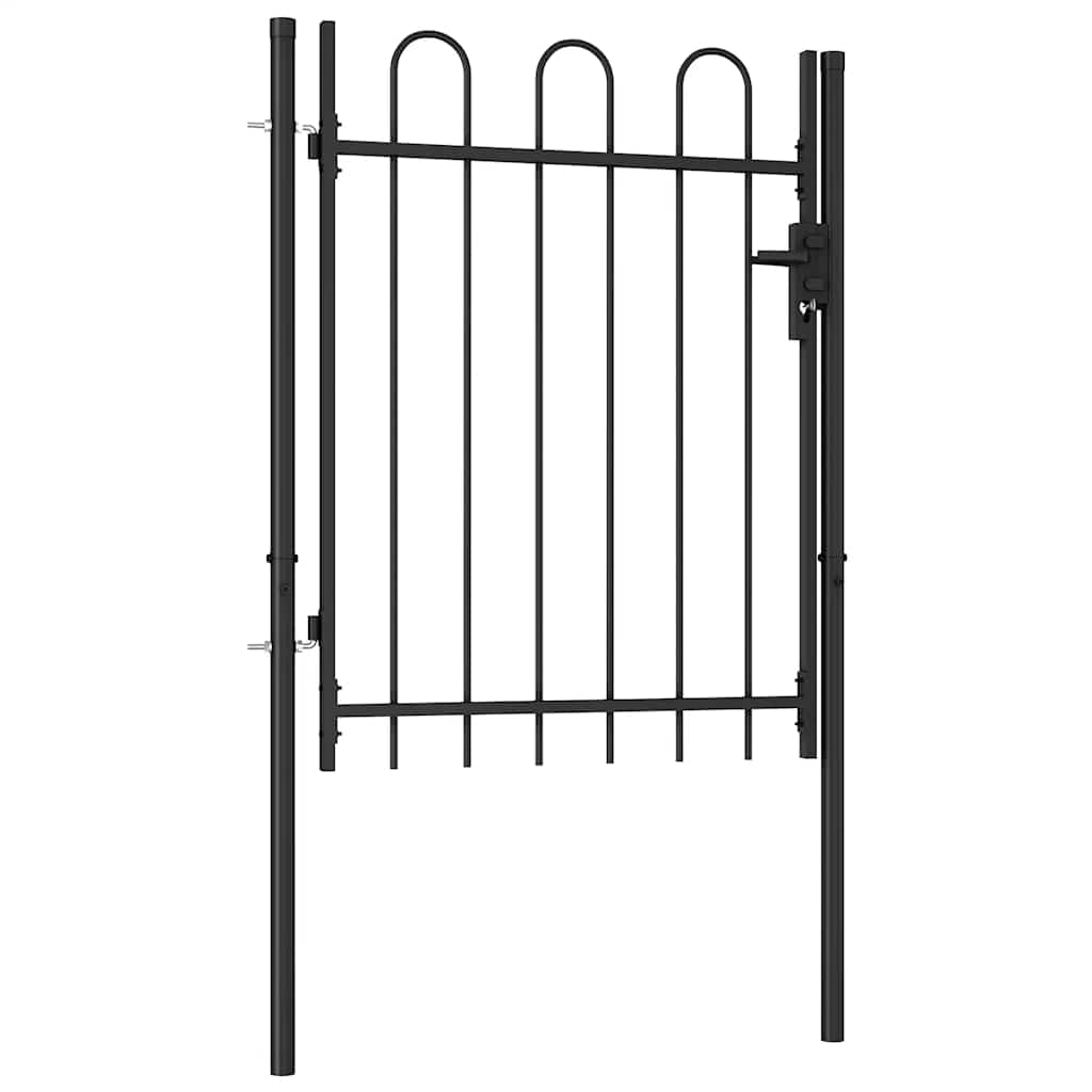 Hekpoort BOXTEL enkele deur met gebogen bovenzijde staal 1x1,2 m zwart is nu te koop bij PeponiXL, paradijselijk wonen!