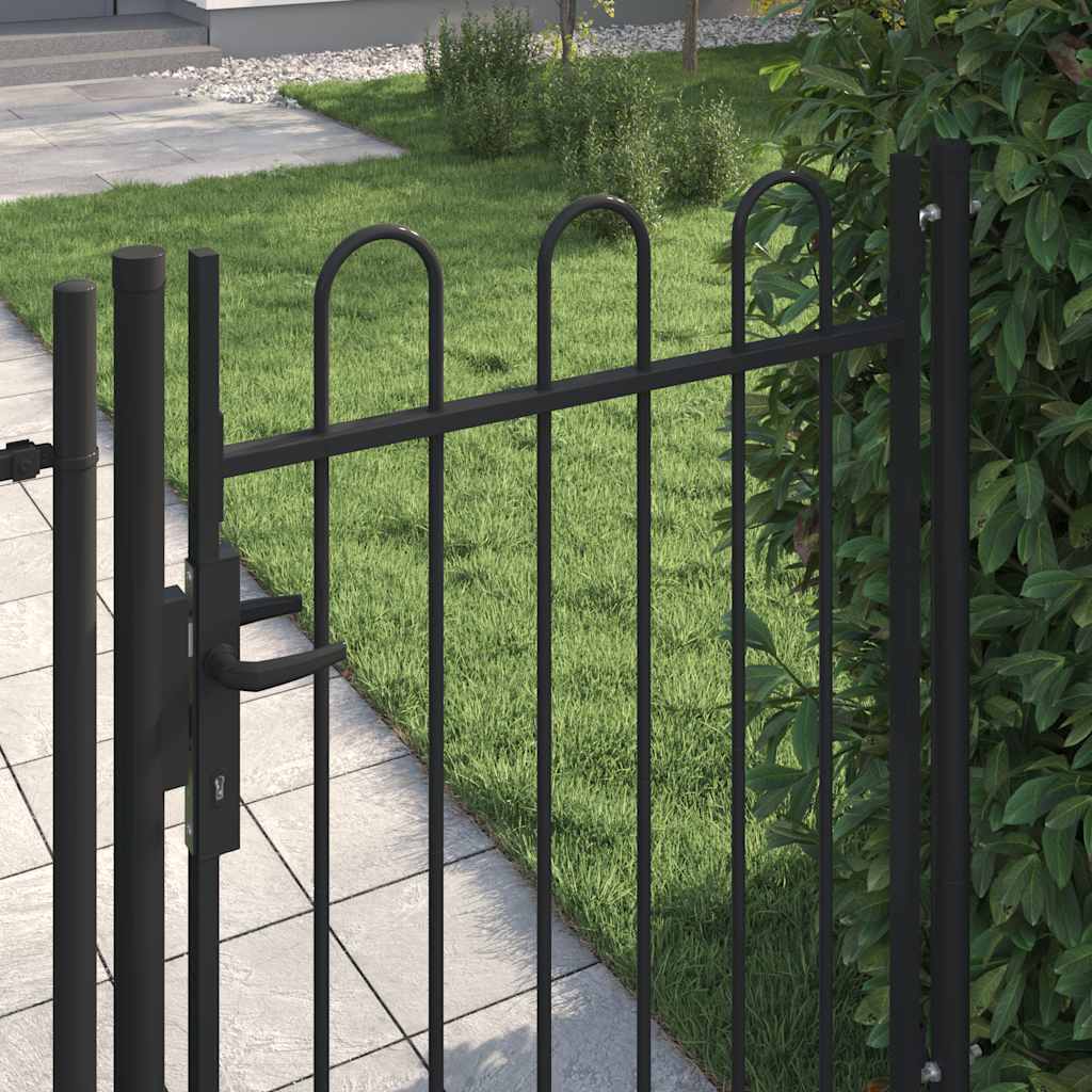 Hekpoort BOXTEL enkele deur met gebogen bovenzijde staal 1x1,2 m zwart is nu te koop bij PeponiXL, paradijselijk wonen!