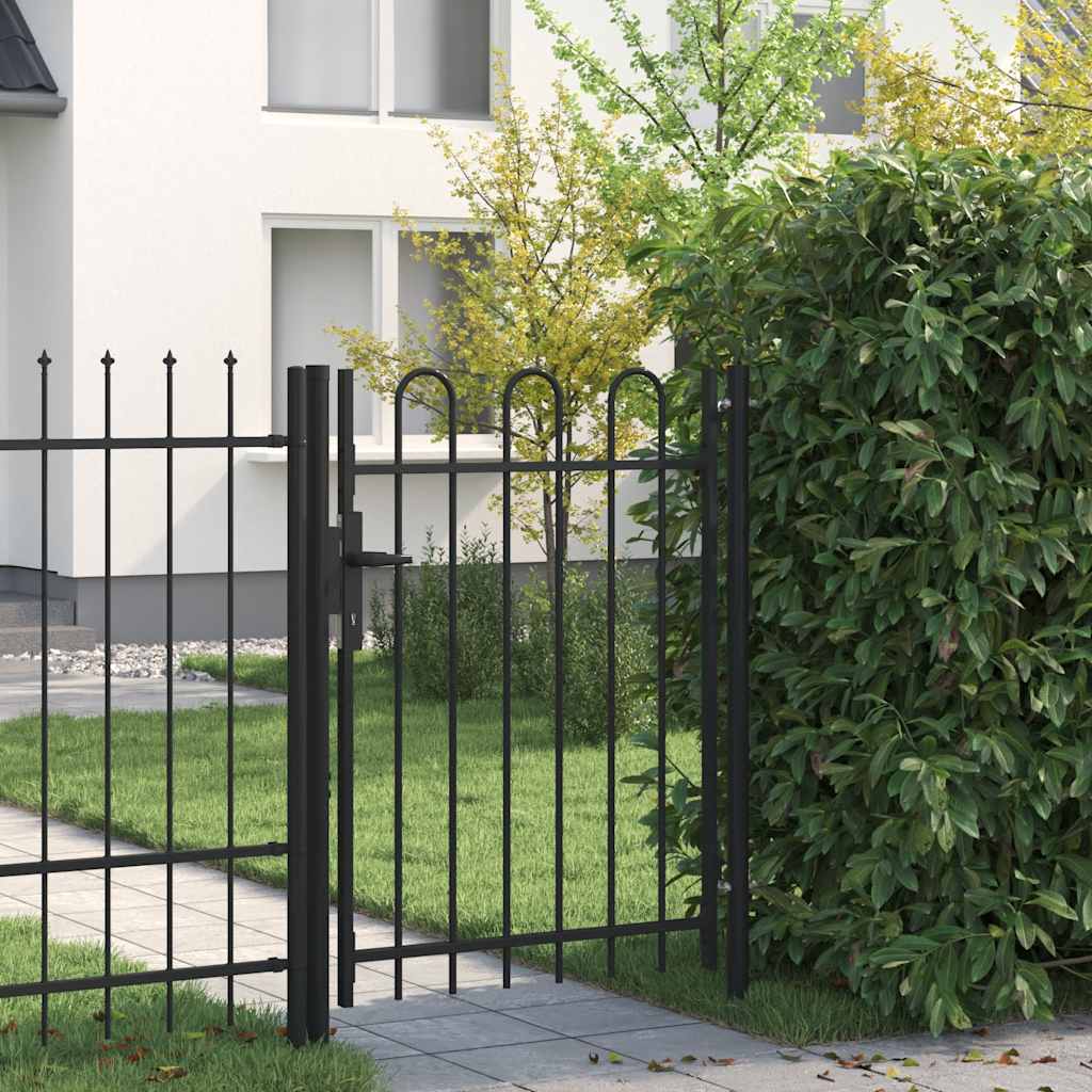 Hekpoort BOXTEL enkele deur met gebogen bovenzijde staal 1x1,2 m zwart is nu te koop bij PeponiXL, paradijselijk wonen!