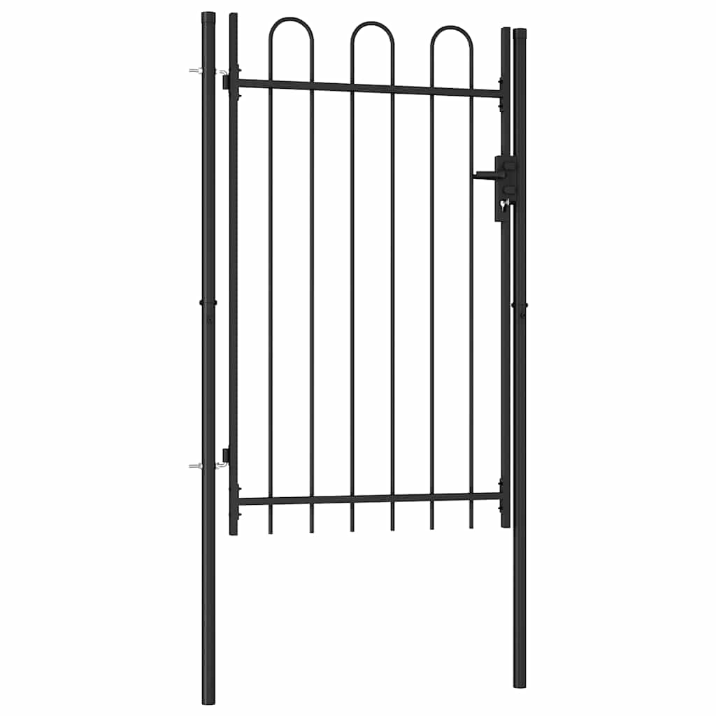 Hekpoort BOXTEL enkele deur met gebogen bovenzijde staal 1x1,5 m zwart is nu te koop bij PeponiXL, paradijselijk wonen!