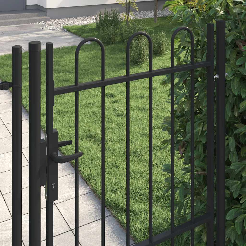 Hekpoort BOXTEL enkele deur met gebogen bovenzijde staal 1x1,5 m zwart is nu te koop bij PeponiXL, paradijselijk wonen!