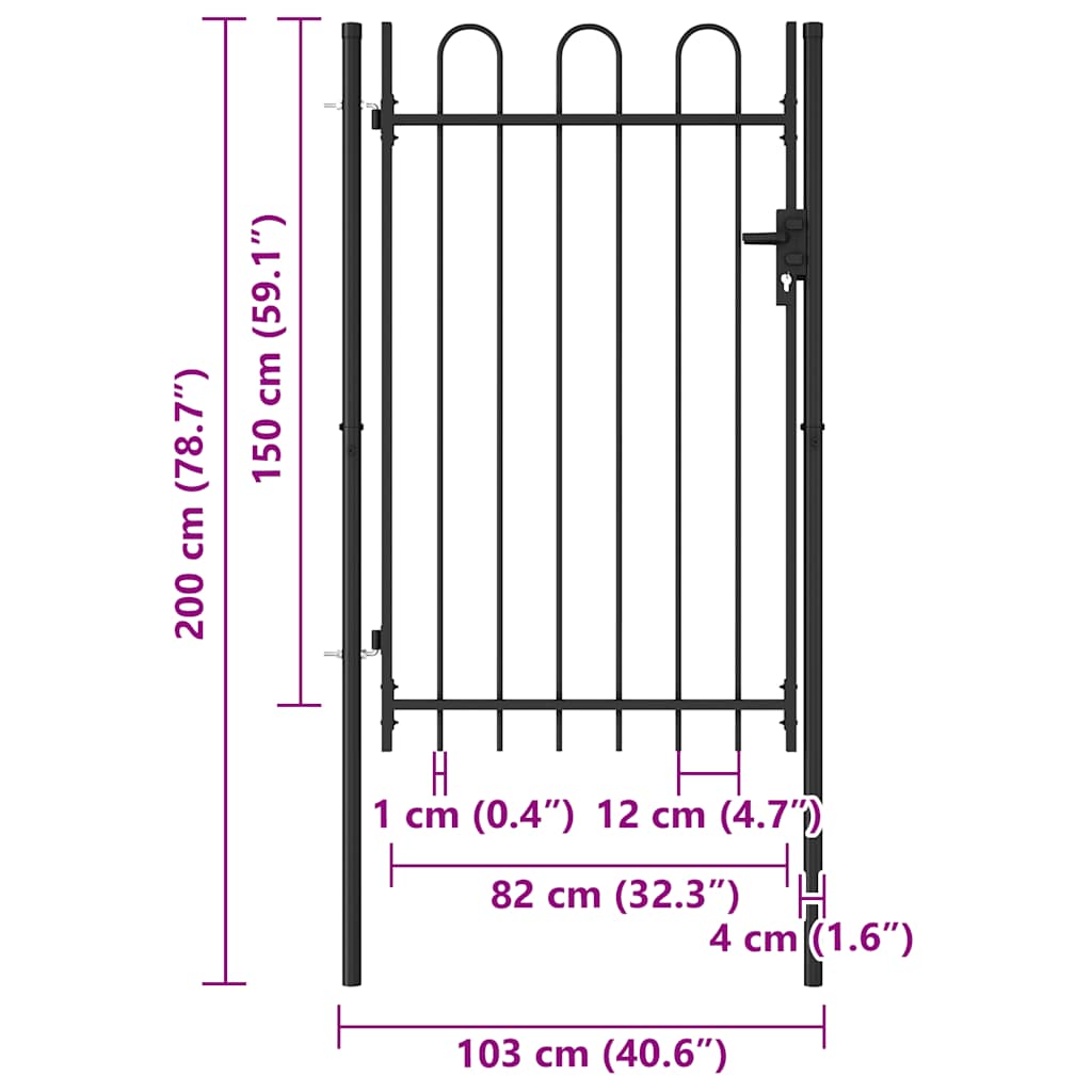 Hekpoort BOXTEL enkele deur met gebogen bovenzijde staal 1x1,5 m zwart is nu te koop bij PeponiXL, paradijselijk wonen!
