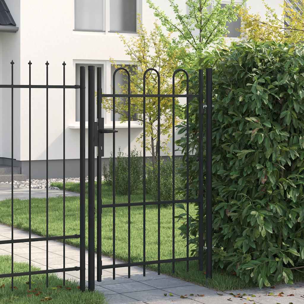 Hekpoort BOXTEL enkele deur met gebogen bovenzijde staal 1x1,5 m zwart is nu te koop bij PeponiXL, paradijselijk wonen!