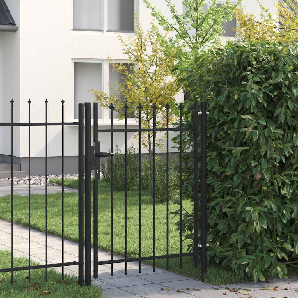 Hekpoort BOXTEL enkele deur met puntige bovenkant staal 1x1,2 m zwart is nu te koop bij PeponiXL, paradijselijk wonen!