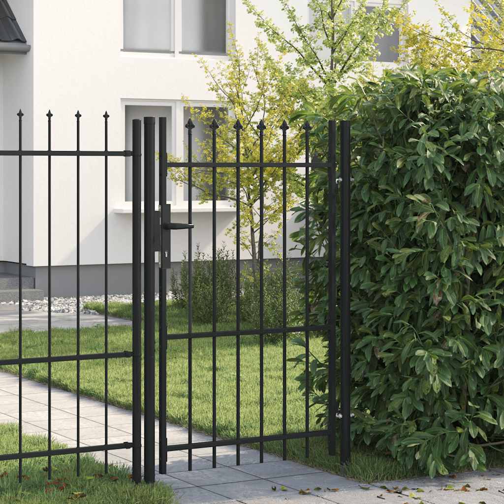 Hekpoort BOXTEL enkele deur met puntige bovenkant staal 1x1,5 m zwart is nu te koop bij PeponiXL, paradijselijk wonen!