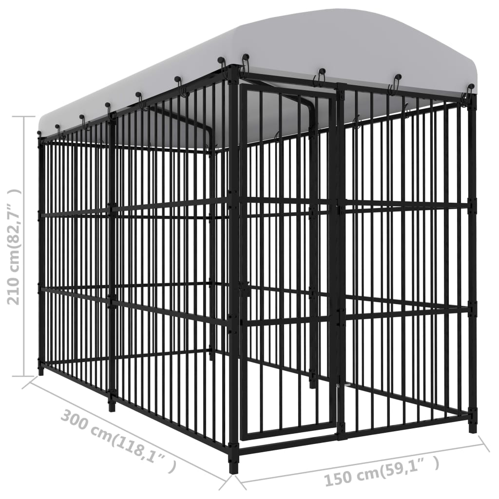Hondenkennel voor buiten met dak 300x150x210 cm is nu te koop bij PeponiXL, paradijselijk wonen!