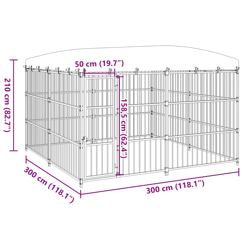 Hondenkennel voor buiten met dak 300x300x210 cm is nu te koop bij PeponiXL, paradijselijk wonen!