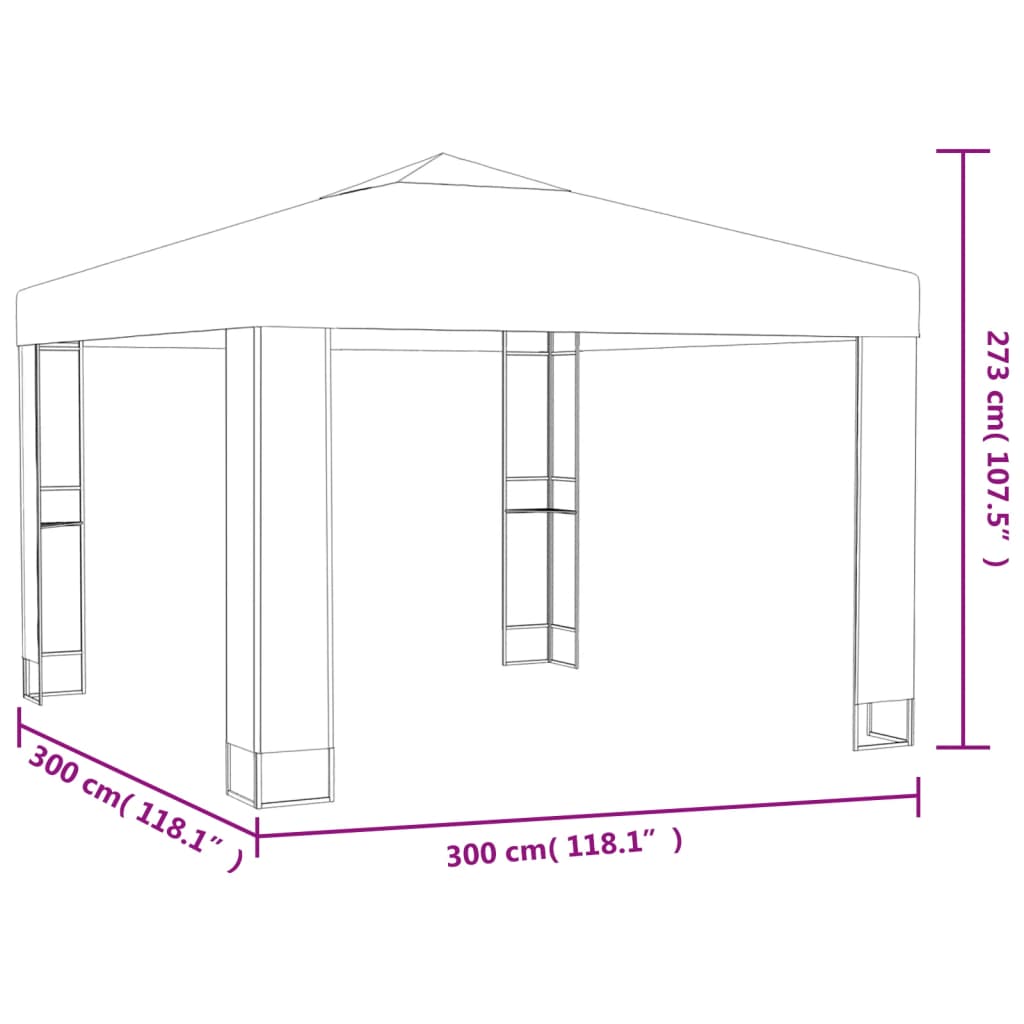 Prieel met dubbel dak 3x3 m wit is nu te koop bij PeponiXL, paradijselijk wonen!