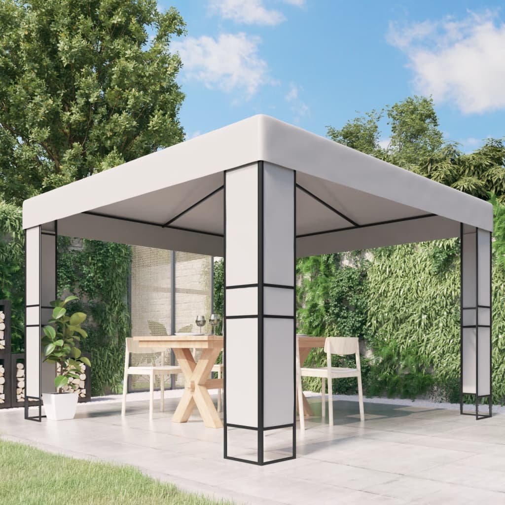 Prieel met dubbel dak 3x3 m wit is nu te koop bij PeponiXL, paradijselijk wonen!