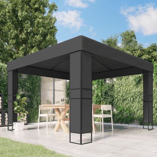 Prieel met dubbel dak 3x3 m antraciet is nu te koop bij PeponiXL, paradijselijk wonen!