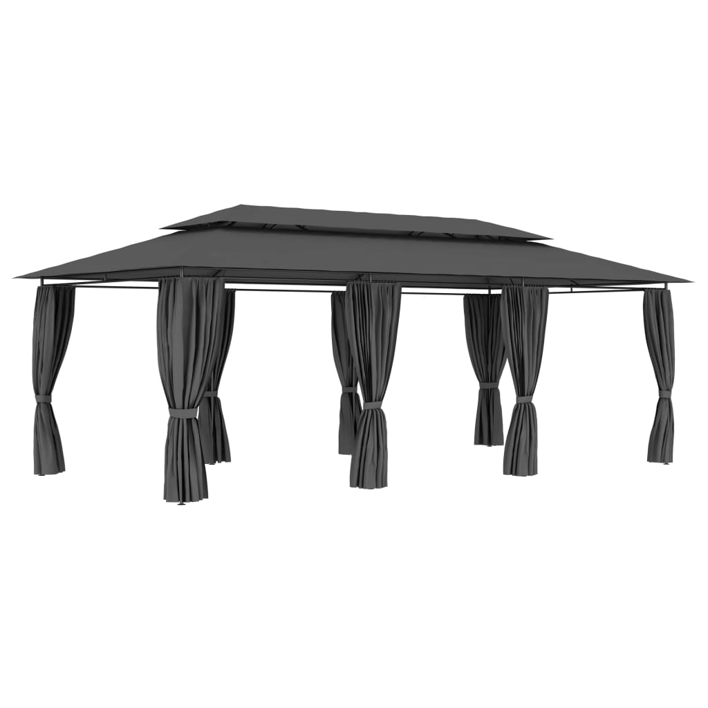 Prieel met gordijnen 600x298x270 cm antraciet is nu te koop bij PeponiXL, paradijselijk wonen!
