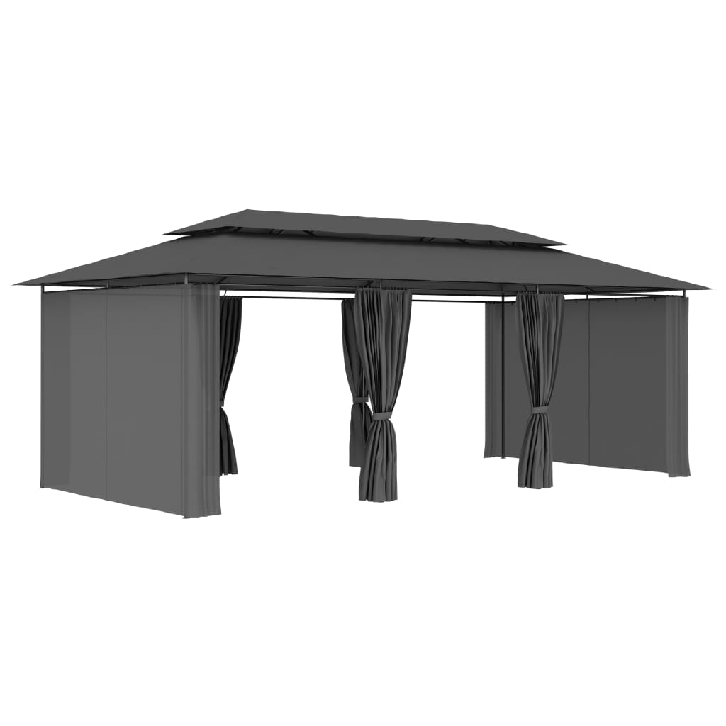 Prieel met gordijnen 600x298x270 cm antraciet is nu te koop bij PeponiXL, paradijselijk wonen!