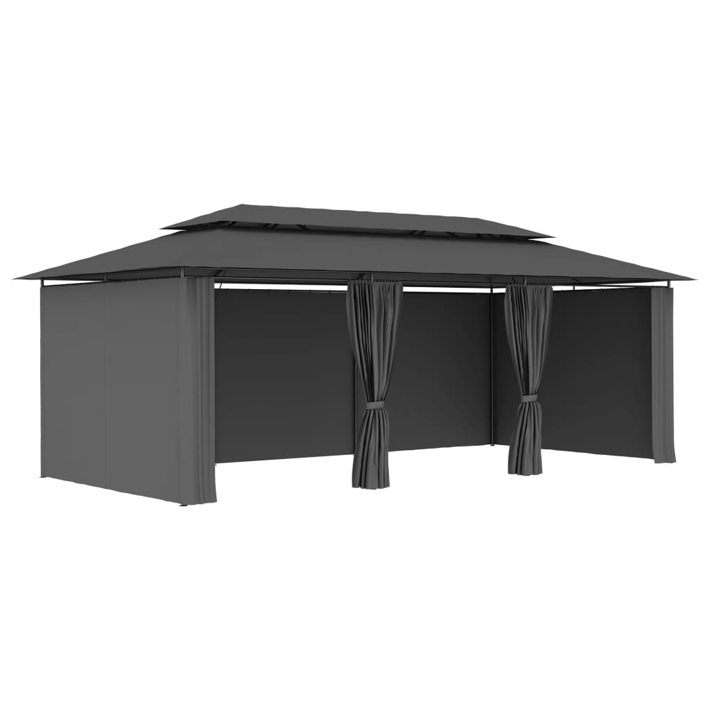 Prieel met gordijnen 600x298x270 cm antraciet is nu te koop bij PeponiXL, paradijselijk wonen!