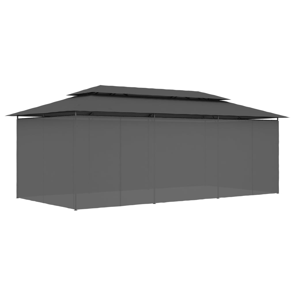Prieel met gordijnen 600x298x270 cm antraciet is nu te koop bij PeponiXL, paradijselijk wonen!