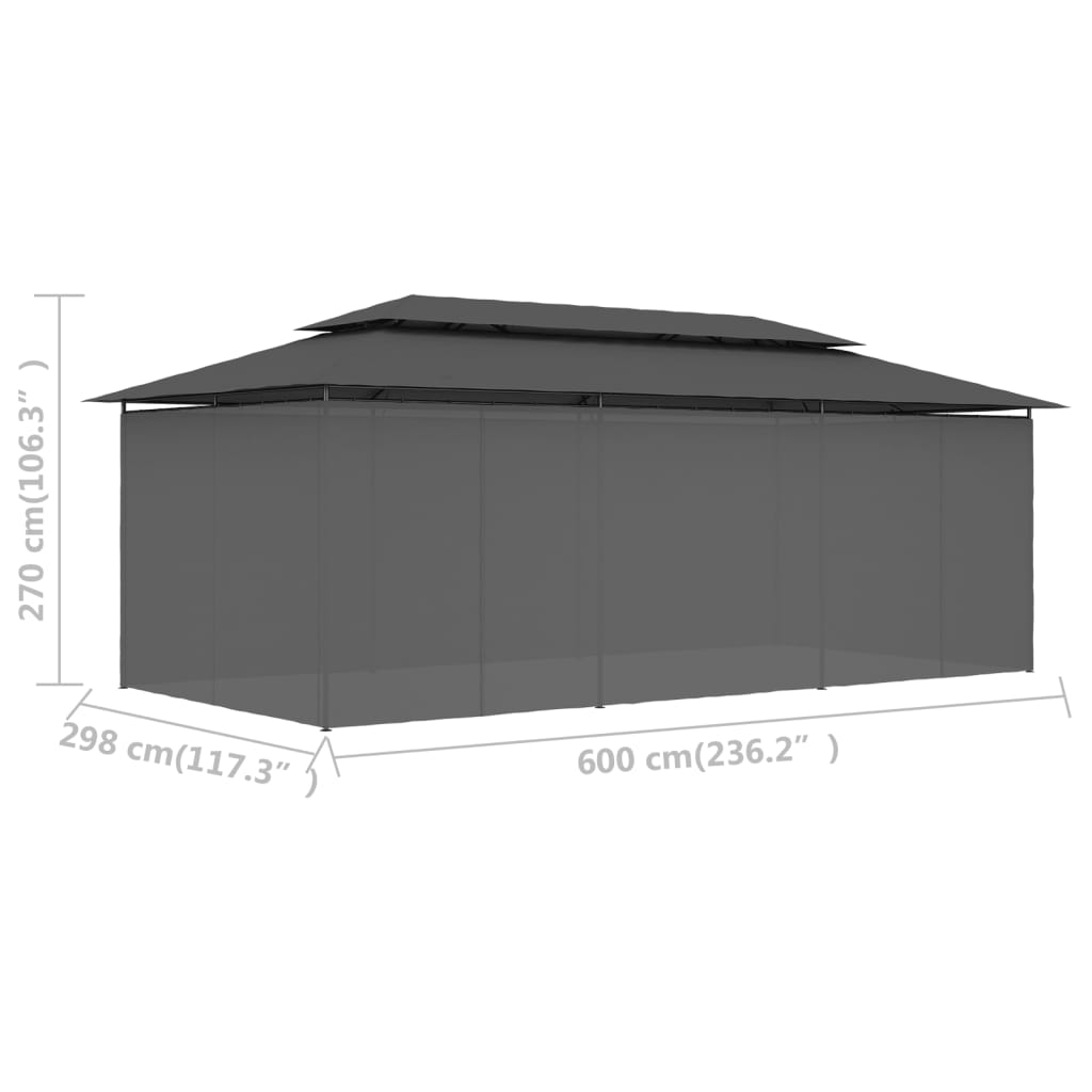Prieel met gordijnen 600x298x270 cm antraciet is nu te koop bij PeponiXL, paradijselijk wonen!