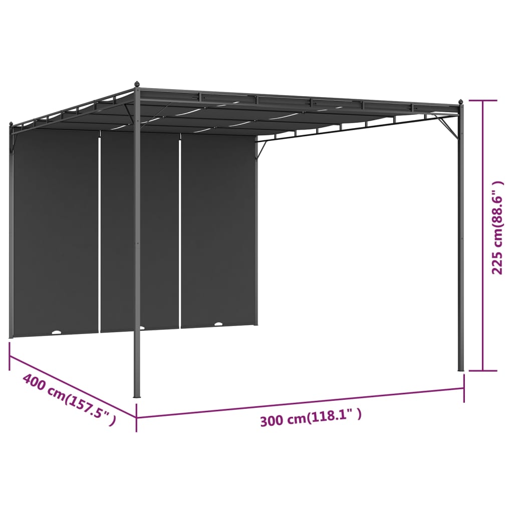 Tuinprieel met zijgordijn 4x3x2,25 m antraciet is nu te koop bij PeponiXL, paradijselijk wonen!