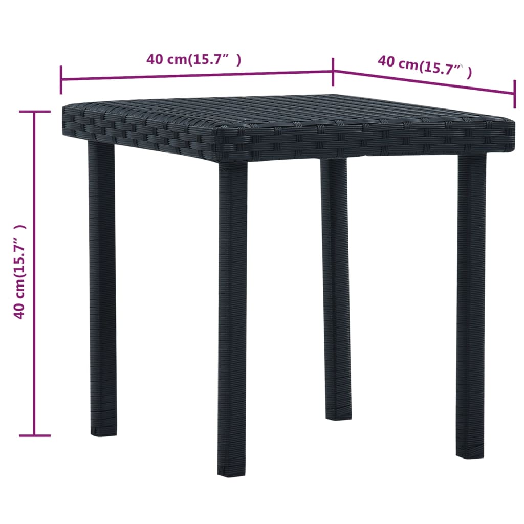 Tuintheetafel 40x40x40 cm poly rattan zwart is nu te koop bij PeponiXL, paradijselijk wonen!