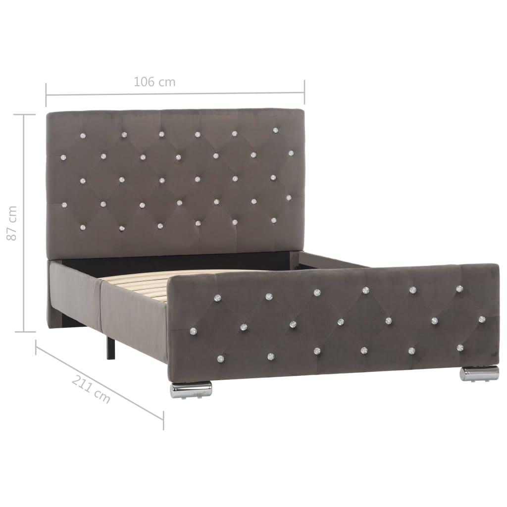 Bedframe fluweel grijs 100x200 cm is nu te koop bij PeponiXL, paradijselijk wonen!