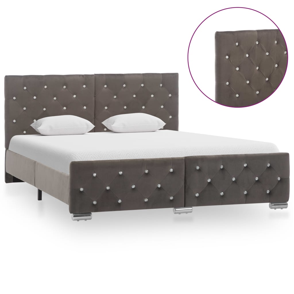 Bedframe fluweel grijs 140x200 cm is nu te koop bij PeponiXL, paradijselijk wonen!