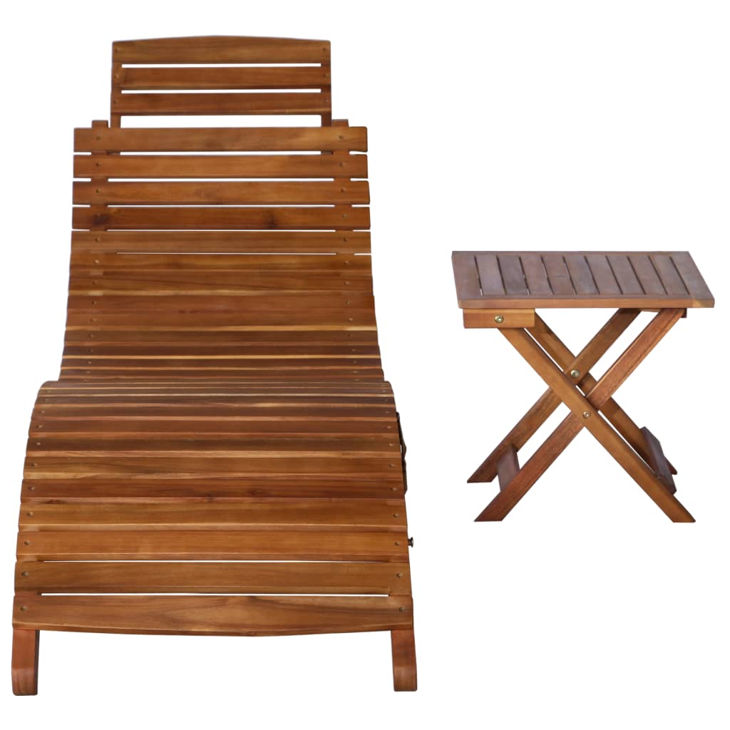 Ligbed met tafel massief acaciahout bruin is nu te koop bij PeponiXL, paradijselijk wonen!