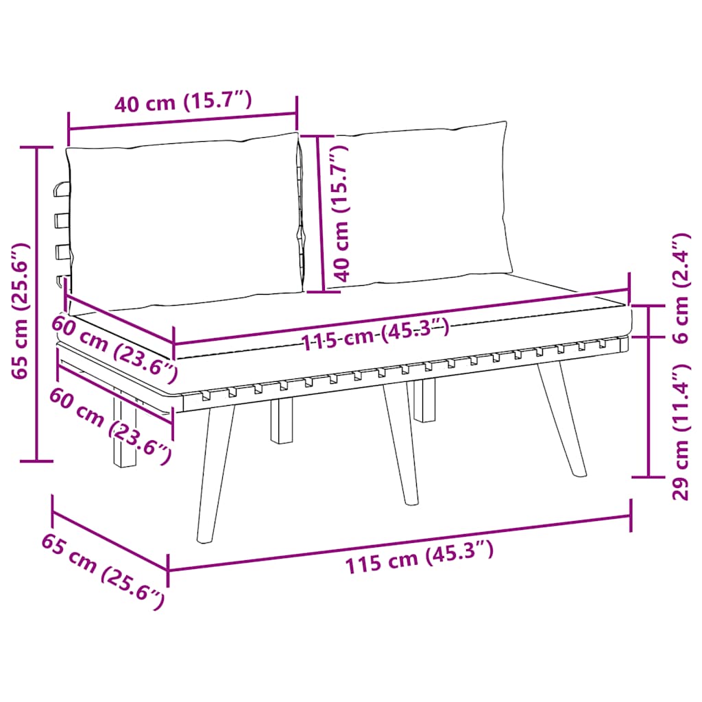 Tuinbank met kussens 115 cm massief acaciahout is nu te koop bij PeponiXL, paradijselijk wonen!