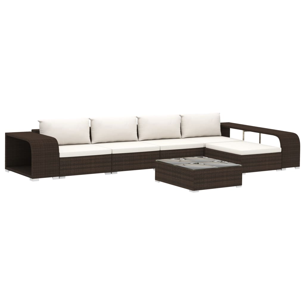 8-delige Loungeset met kussens poly rattan bruin is nu te koop bij PeponiXL, paradijselijk wonen!