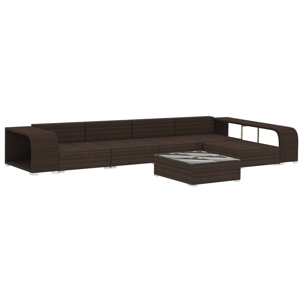 8-delige Loungeset met kussens poly rattan bruin is nu te koop bij PeponiXL, paradijselijk wonen!