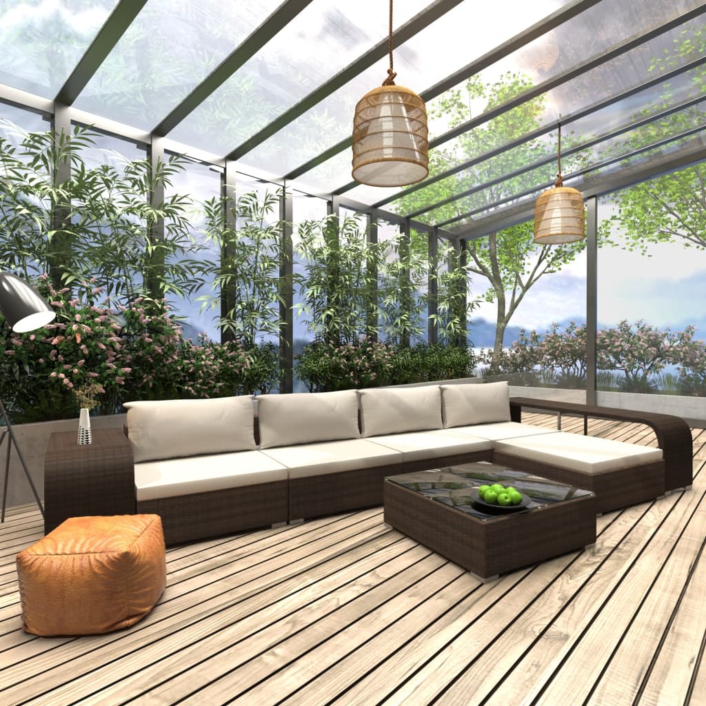 8-delige Loungeset met kussens poly rattan bruin is nu te koop bij PeponiXL, paradijselijk wonen!